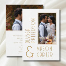 Minimalistisch Elegant Goud Moderne Foto Huwelijk