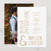 Minimalistisch Elegant Goud Moderne Foto Huwelijk Kaart (Voorkant / Achterkant)