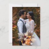 Minimalistisch Elegant Goud Moderne Foto Huwelijk Kaart (Achterkant)