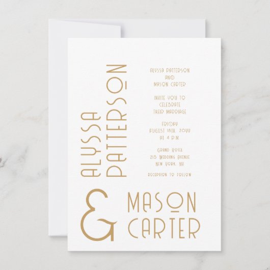 Minimalistisch Elegant Goud Moderne Foto Huwelijk Kaart (Voorkant)