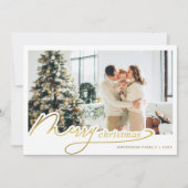 Minimalistisch Elegant Goud Vrolijk Kerstmis Foto Feestdagenkaart (Voorkant)