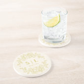 Minimalistisch Elegant Gouden Omtrek Bloemen Bruil Zandsteen Onderzetter (Zijkant)