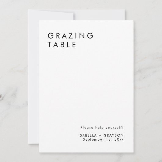 Minimalistisch Elegant Grazing Table Sign Kaart (Voorkant)