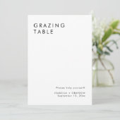 Minimalistisch Elegant Grazing Table Sign Kaart (Staand voorkant)