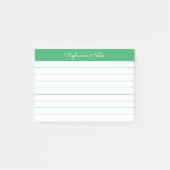 Minimalistisch Elegant Green Lined Personalized Post-it® Notes (Voorkant)