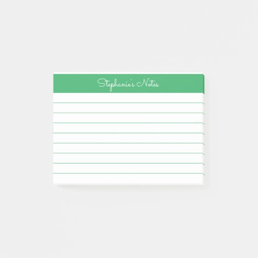 Minimalistisch Elegant Green Lined Personalized Post-it® Notes (Voorkant)