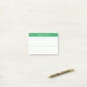 Minimalistisch Elegant Green Lined Personalized Post-it® Notes (Op bureau)