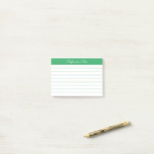 Minimalistisch Elegant Green Lined Personalized Post-it® Notes (Op bureau)