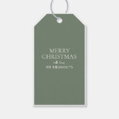 Minimalistisch Elegant Green White Merry kerst Cadeaulabel (Voorkant)