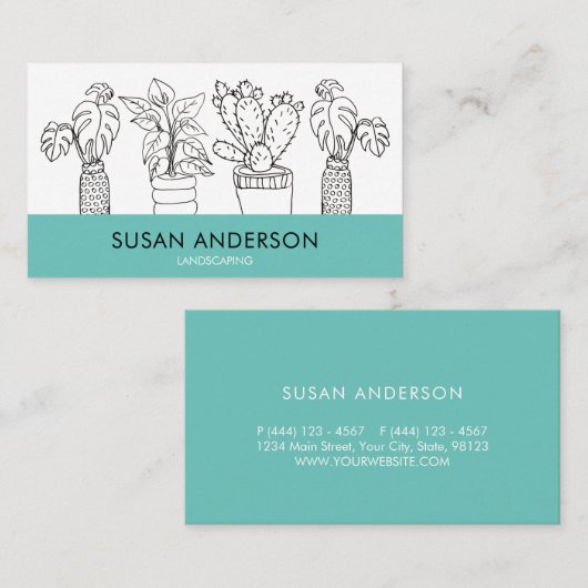 Minimalistisch Elegant Greenery Houseplant  Visitekaartje (Voorkant / Achterkant)