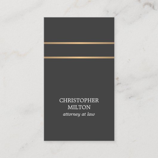 Minimalistisch Elegant Grey FAUX Copper Line Attor Visitekaartje (Voorkant)