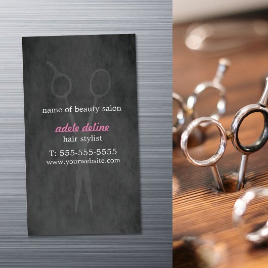 Minimalistisch Elegant Grijs Roze Haar Stylist Magnetisch Visitekaartje