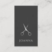 Minimalistisch Elegant Grijs Zilver Schaar Haar Visitekaartje (Voorkant)