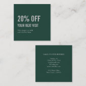 Minimalistisch Elegant Groen Kortingskaartje (Voorkant / Achterkant)