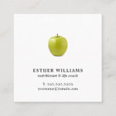 Minimalistisch Elegant Groene Appel Voedingsdeskun Vierkante Visitekaartje (Voorkant)
