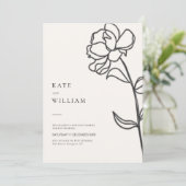 Minimalistisch Elegant Hand Drawn Floral Ivory Wed Kaart (Staand voorkant)