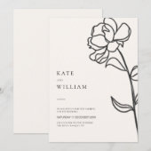 Minimalistisch Elegant Hand Drawn Floral Ivory Wed Kaart (Voorkant / Achterkant)