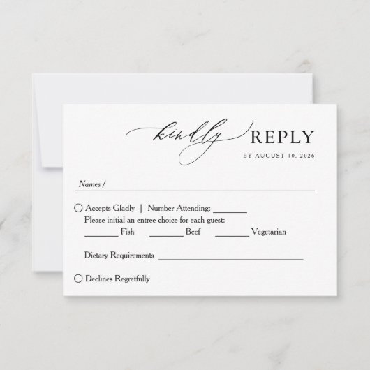 Minimalistisch Elegant Handgeschreven Script Bruil RSVP Kaartje (Voorkant)