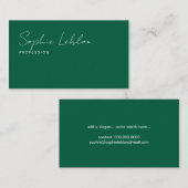 Minimalistisch Elegant Handtekening jager-groen Visitekaartje (Voorkant / Achterkant)