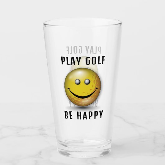 Minimalistisch Elegant Happy Golfer-ontwerp Glas (Voorkant)