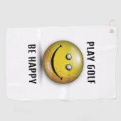 Minimalistisch Elegant Happy Golfer-ontwerp Golfhanddoek (Horizontaal)