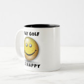 Minimalistisch Elegant Happy Golfer-ontwerp Tweekleurige Koffiemok (Voorkant links)