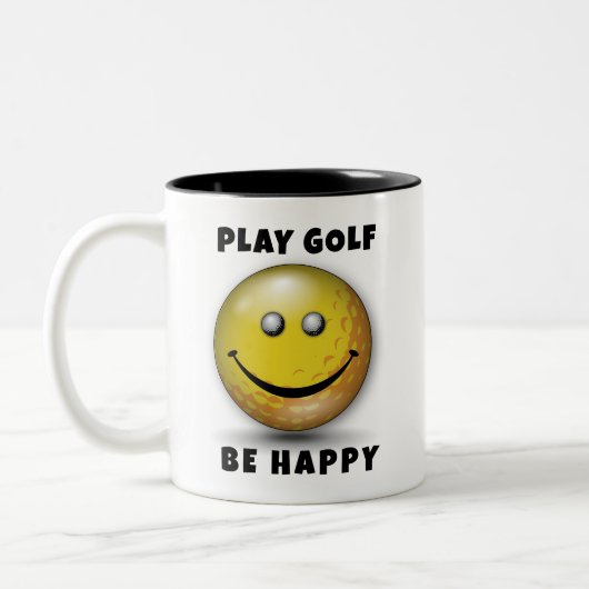 Minimalistisch Elegant Happy Golfer-ontwerp Tweekleurige Koffiemok (Links)