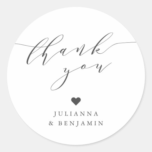 Minimalistisch elegant Heart Custom White Hartelij Ronde Sticker (Voorkant)