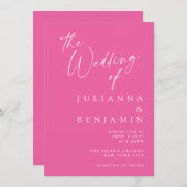 Minimalistisch Elegant Heet Roze Modern Script Bru Kaart (Voorkant / Achterkant)