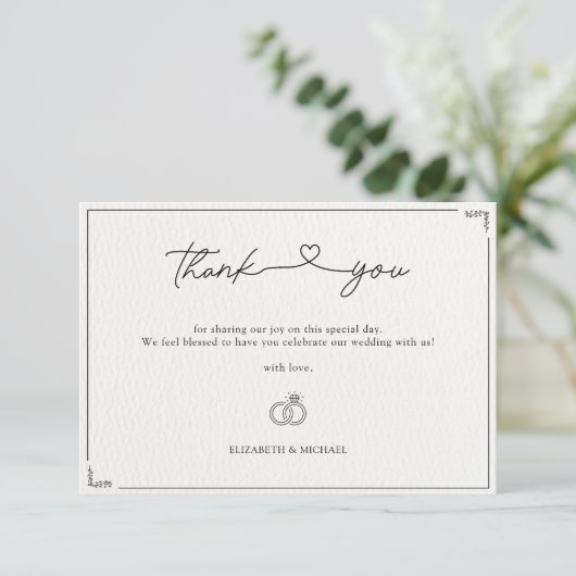 Minimalistisch Elegant Huwelijk Modern Monogram Bedankkaart (Staand voorkant)