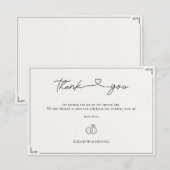 Minimalistisch Elegant Huwelijk Modern Monogram Bedankkaart (Voorkant / Achterkant)