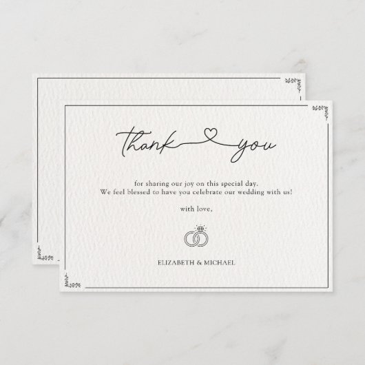 Minimalistisch Elegant Huwelijk Modern Monogram Bedankkaart (Voorkant / Achterkant)