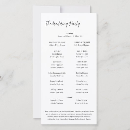 Minimalistisch elegant huwelijksprogramma (Voorkant)