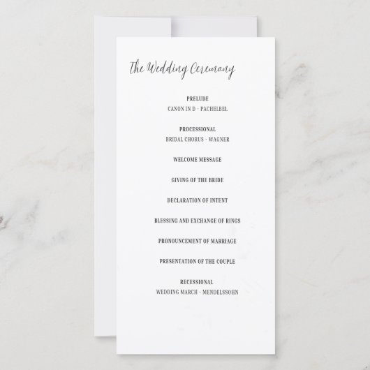 Minimalistisch elegant huwelijksprogramma (Achterkant)