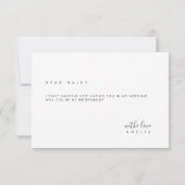 Minimalistisch Elegant Ivoor Bruidsmeisje, chique Kaart (Achterkant)