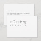 Minimalistisch Elegant Ivoor Bruidsmeisje, chique Kaart (Voorkant / Achterkant)