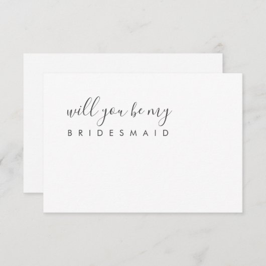 Minimalistisch Elegant Ivoor Bruidsmeisje, chique  Kaart (Voorkant / Achterkant)