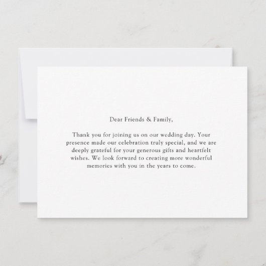 Minimalistisch Elegant Kalligrafie Script Bruiloft Bedankkaart (Achterkant)