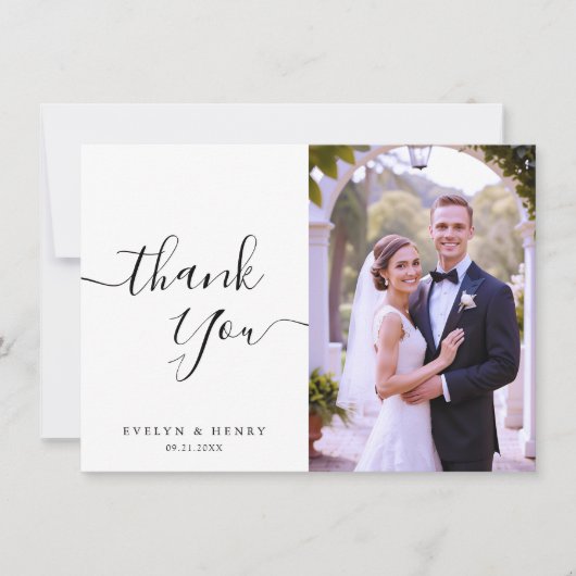 Minimalistisch Elegant Kalligrafie Script Bruiloft Bedankkaart (Voorkant)