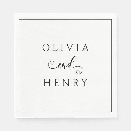 Minimalistisch Elegant Kalligrafie Script Bruiloft Servet (Voorkant)