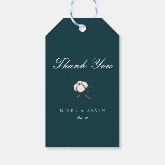 Minimalistisch Elegant Katoen Diep Groen Bruiloft Cadeaulabel (Achterkant)