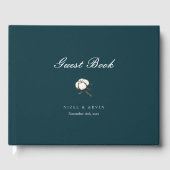 Minimalistisch Elegant Katoen Diep Groen Bruiloft Gastenboek (Voorkant)