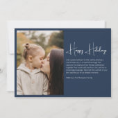 Minimalistisch Elegant Kerst Eenvoudig 4 Foto Blau Feestdagenkaart (Achterkant)