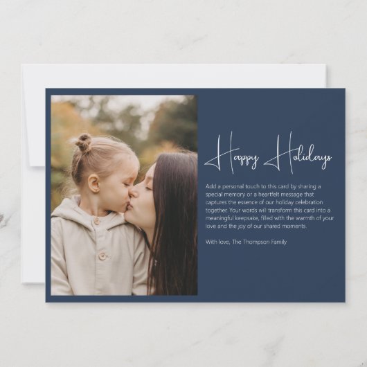 Minimalistisch Elegant Kerst Eenvoudig 4 Foto Blau Feestdagenkaart (Achterkant)