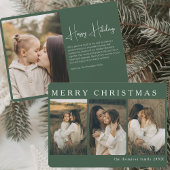 Minimalistisch Elegant Kerst Eenvoudig 4 Foto Moss Feestdagenkaart
