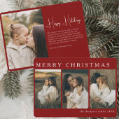 Minimalistisch Elegant Kerst Eenvoudig 4 Foto Rood Feestdagenkaart