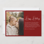 Minimalistisch Elegant Kerst Eenvoudig 4 Foto Rood Feestdagenkaart (Achterkant)