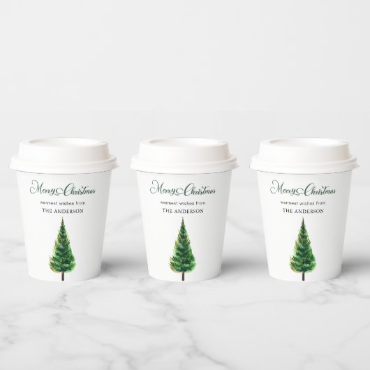 Minimalistisch Elegant Kerst waterverf bos Papieren Bekers (Multi)