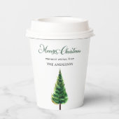 Minimalistisch Elegant Kerst waterverf bos Papieren Bekers (Achterkant)