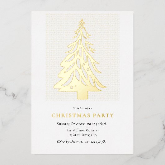 Minimalistisch Elegant kerstboom feestje Folie Uitnodiging (Voorkant)